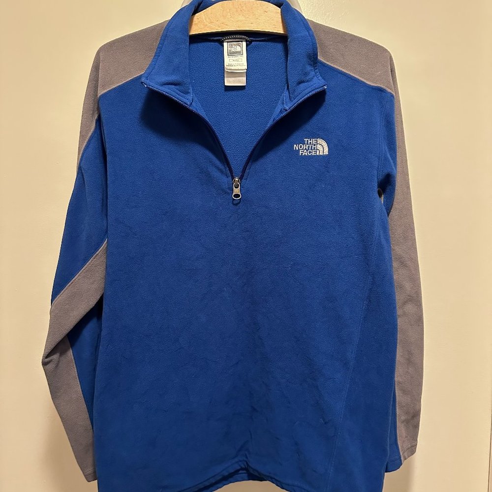 Blue/Gray North Face Quarter Zip (Boys XL / Men XS/Small)